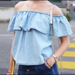 Denim off shoulder top